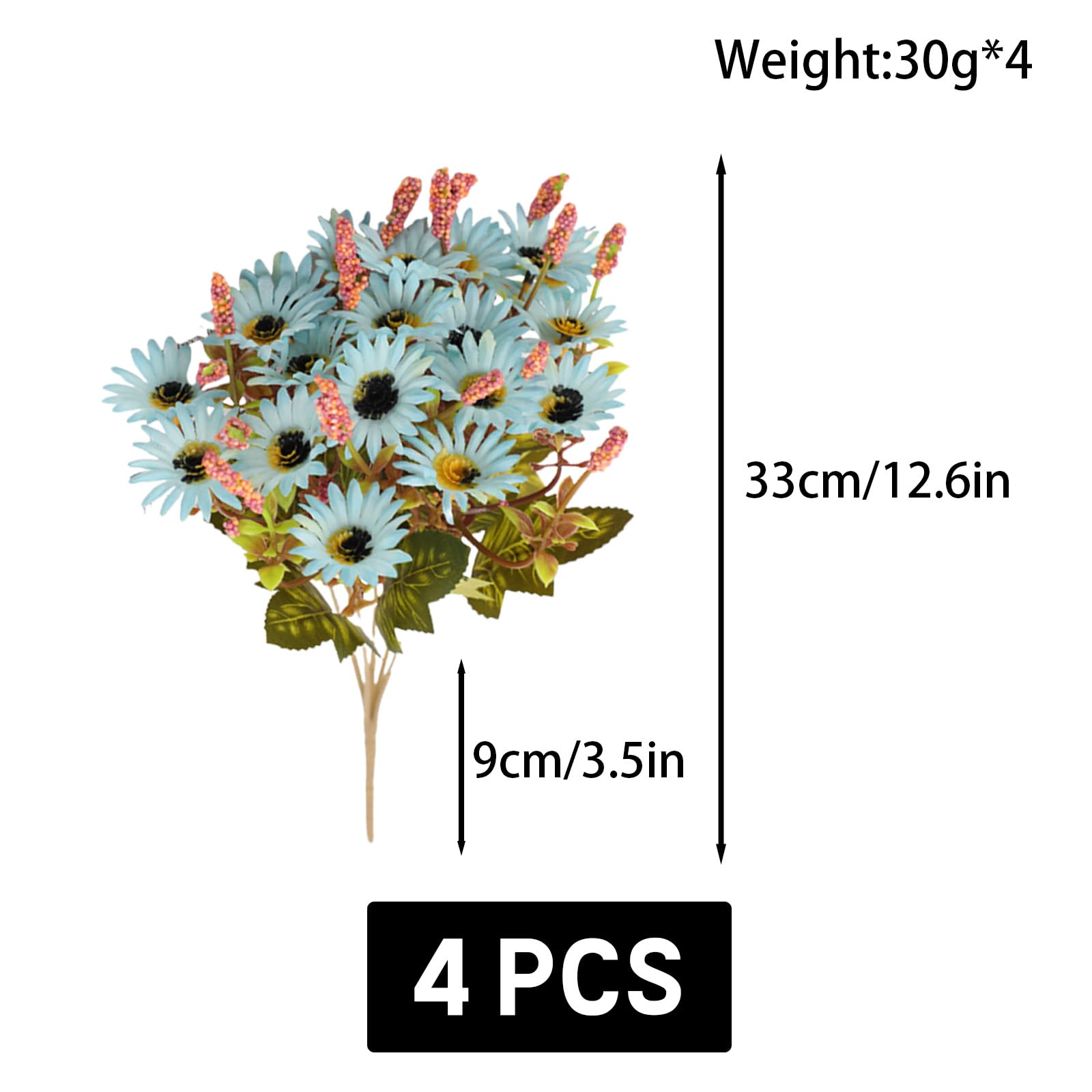 astylishome Artificial Flower Bouquet Outdoor Artificial Flowers Artificial Silk Daisy Fake Flowers UV Resistant Outdoor Fake Wildflowers Greenery Shrubs Plants Arrangements for Home Garden 3318 - Image 3