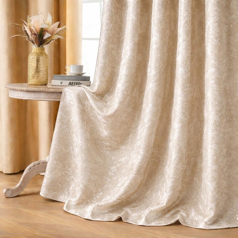 Image of Velvet 9 Feet Blackout Curtain Panels, 70% Light-Blocking Heavy Thermal Insulated Drapes Set of 1 (274 * 121cm, Cream)