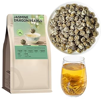 Jasmine Dragon Pearl Tea 250g | Hand-Rolled Jasmine Green Tea Pearls | Premium Floral Tea with Natural Sweet Aroma | Relaxing Calming Wellness Tea