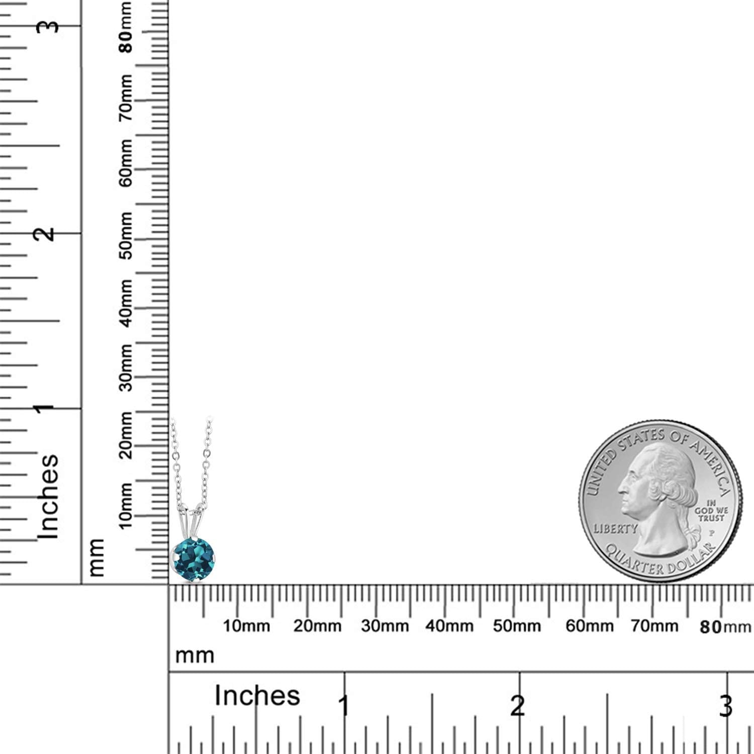 Gem Stone King 925 Sterling Silver London Blue Topaz Pendant Necklace For Women (1.10 Cttw, Gemstone November Birthstone, Round 6MM, with 18 Inch Chain) - Image 3