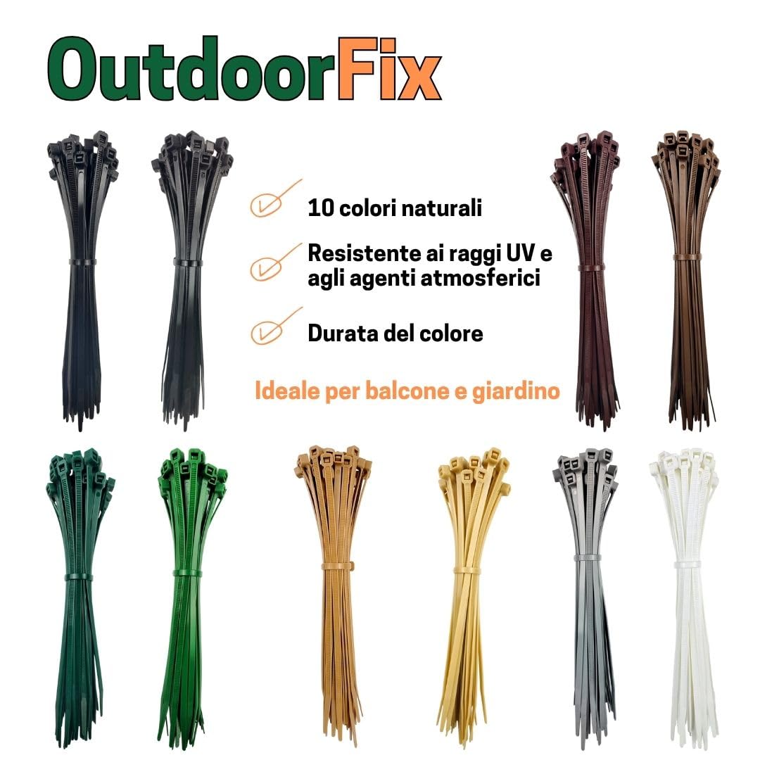 OutdoorFix Fascette per cavi 150 x 3,5 mm, 50 pz – Verde muschio – Resistente agli agenti atmosferici, resistente ai raggi UV