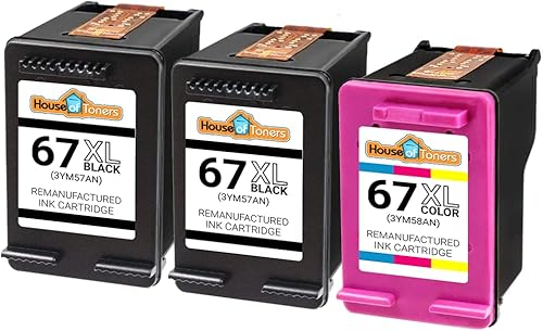 Miniatura 2 de Houseoftoners Cartuchos de tinta remanufacturados de alto rendimiento de repuesto para HP 67 XL 67XXL Deskjet 4158 2722 2724 4155e 2755e 3 unidades