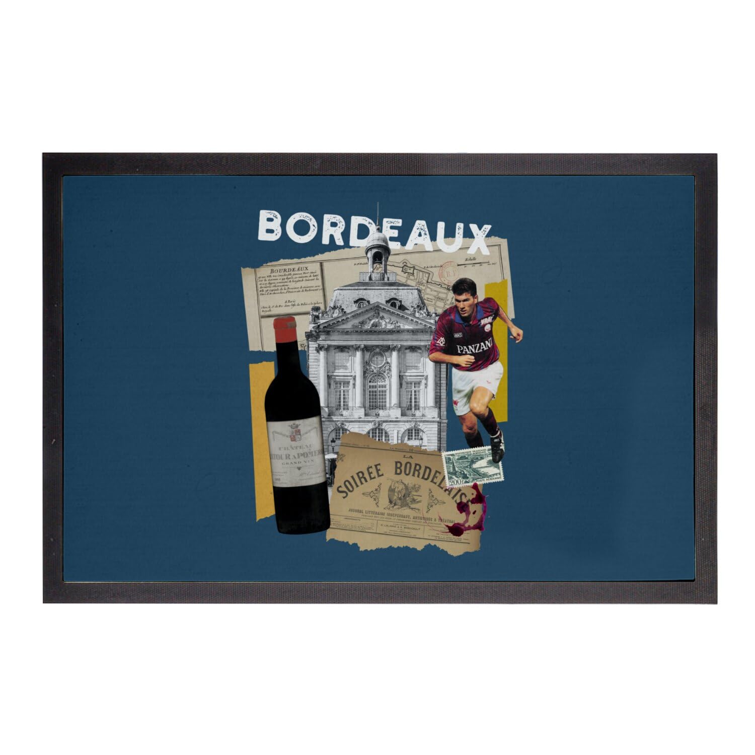 Paillasson bleu souvenir de Bordeaux et voyage en France pour votre foyer