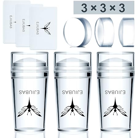 Amazon Com Ejiubas 3 Pcs Jelly Clear Nail Stampers 3 Pcs Sandy Nail Scrapers 3 Pcs Silicone Nail Art Stamper Heads Nail Stamping Kits Diy Nail Art Tools Beauty Personal Care