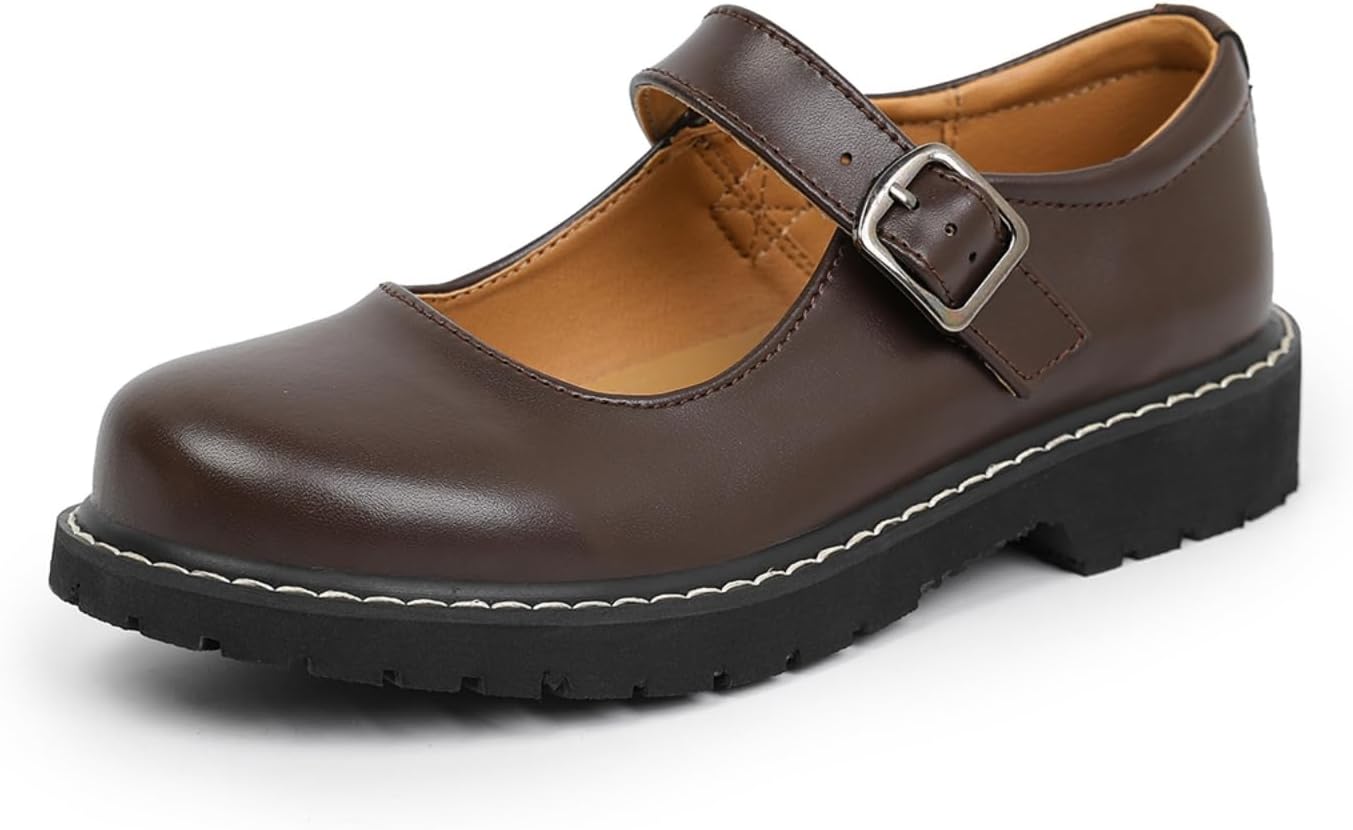Veroders Women's Mary Jane Shoes Adjustable Ankle Strap Round Toe Comfort Cosplay Casual School Work Cute Oxford Dress Shoes