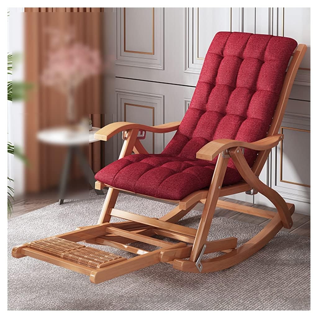 Chaise à bascule d'extérieur réglable en bois avec repose-pieds