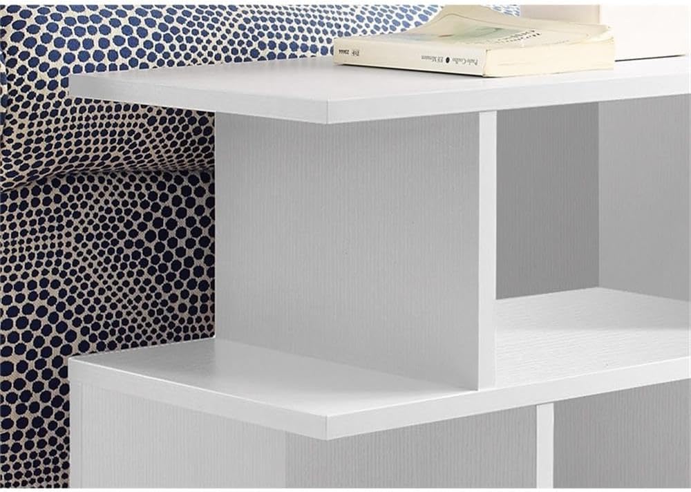 BOWERY HILL Accent Side End Table, 24" H x 24" W x 12" D, Laminate White Finish, Rectangular Design with 6 Open Shelves, Contemporary Style Living Room or Bedroom Table, Indoor Use