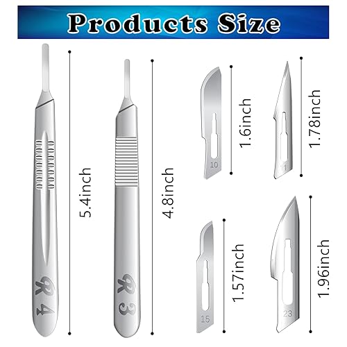 Miniatura 5 de 80 PCS Cuchillas de Bisturí #10#11#15#23 Bisturíes Quirúrgicos con 4 PCS Mango y Caja de Almacenamiento, Cuchillas de Acero de Alto Carbono