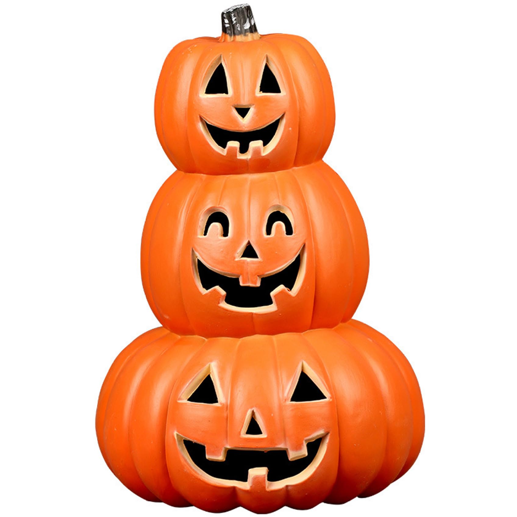 Hoveeluty 3-Pumpkin Stack Halloween Pumpkin Lights 14X8" Lights, Hallow-Out Halloween Pumpkins Led Light-Up Plastic Pumpkin Lantern For Indoor Outdoor Halloween Party Decor Halloween Porch Decor Pumpkin Lights