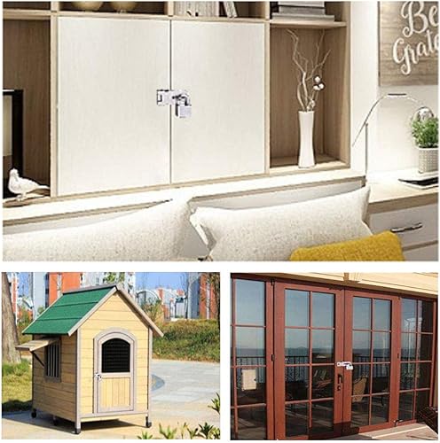 Miniatura 7 de Paquete de 2 cerrojos con llave, perilla giratoria, cerrojo de bloqueo con llave para puertas pequeñas, armarios y más, acero inoxidable, cerrojo de