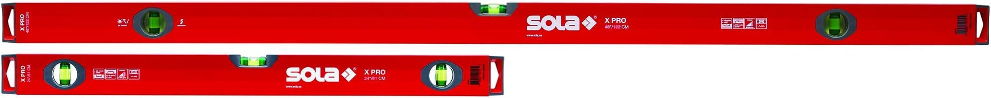 SOLA XPRO Tub & Shower Box Beam Level Set, 32 & 59-Inch, LSX5932,Red