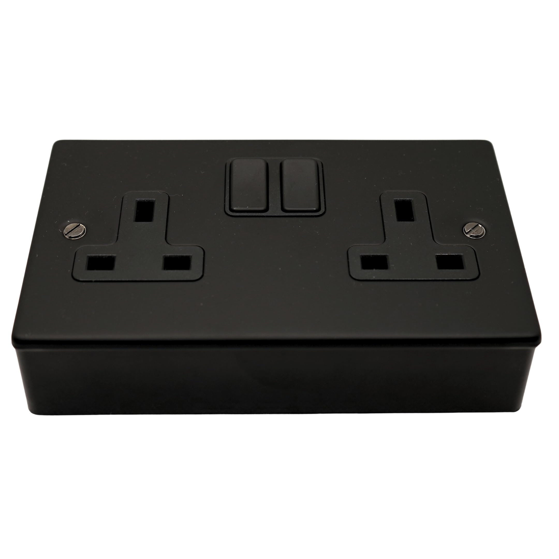 SHPELEC® Matt Black Metal Switch and Socket Range with Surface Mount Back Box, Sleek, Durable - Image 3