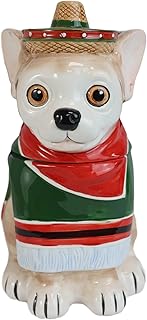 Ebros Ceramic Cinco De Mayo Fiesta Chihuahua Dog With Sombrero Hat And Serape Blanket Cookie Jar With Air Tight Lid 10