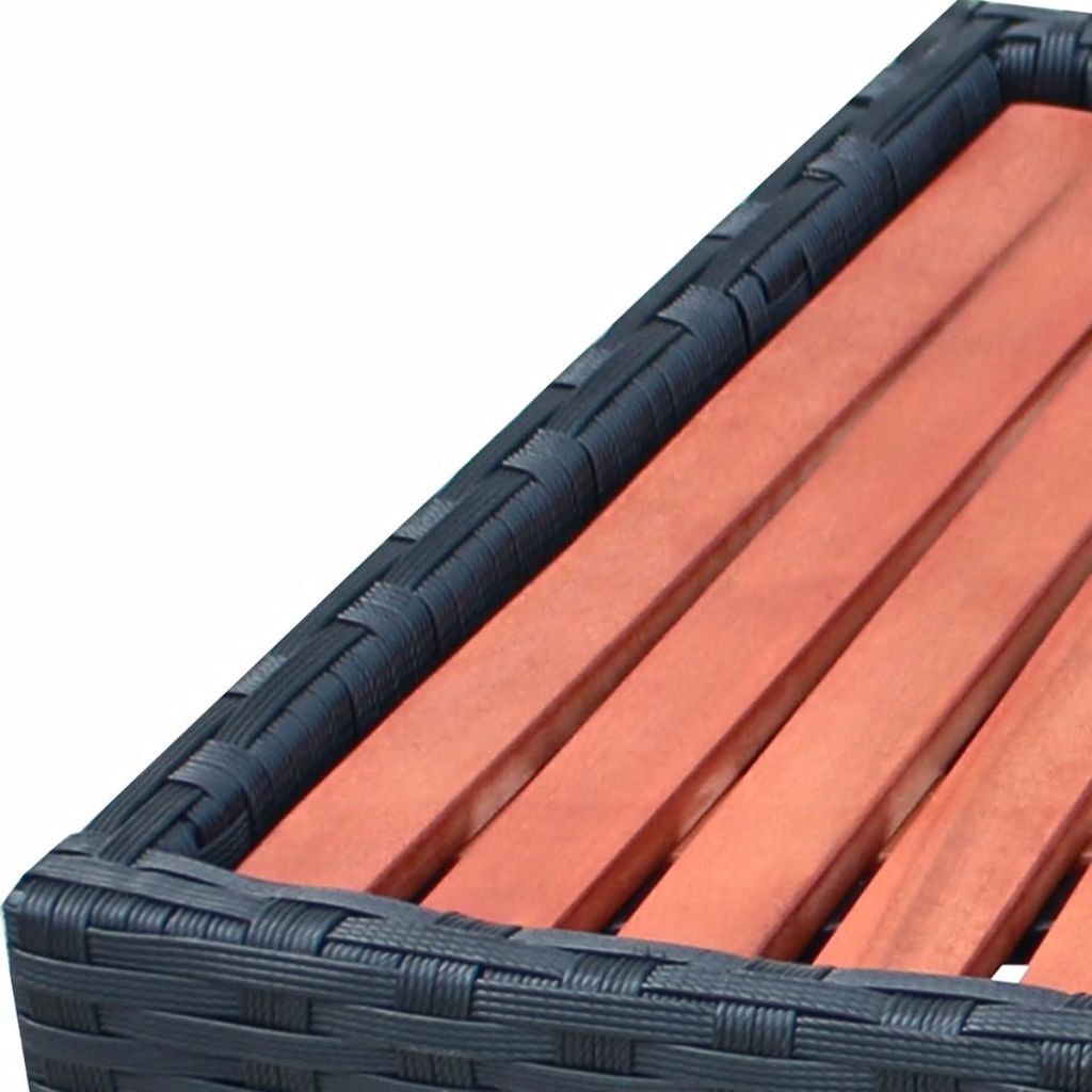 yorten Spa Einstiegsstufe Poly Rattan Wetter und UV-beständig 92 x 45 x 25 cm (L x B x H) Schwarz mit Aluminiumfüße Vorne und Hinten