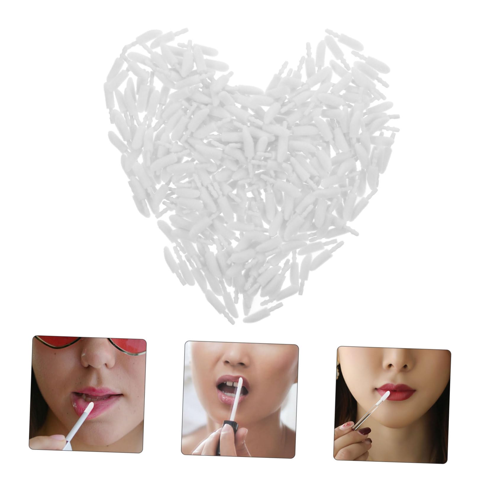 Healeved Lip Brush Heads 300pcs Lip Brush Replacing Heads Makeup Tools Compact for Travel Home Work