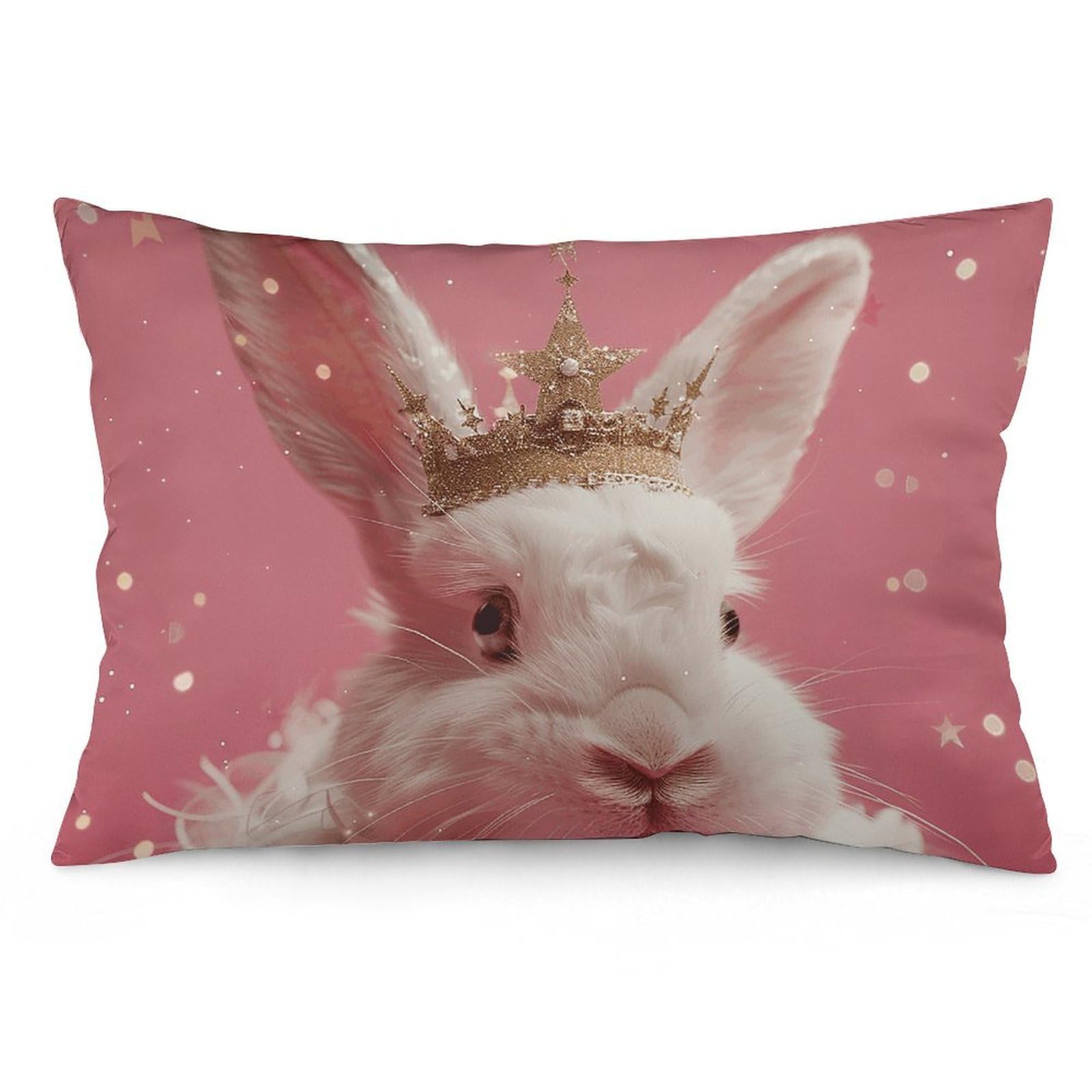 NTVOWPZO 2 Pack Decoration Throw Pillow Covers 16 "x24 Pillowcases Covers Rabbit Wearing A Crown Pillowcases Modern Farmhouse Home Decor Sofa Cushions Covers for Couch Bed Living Room