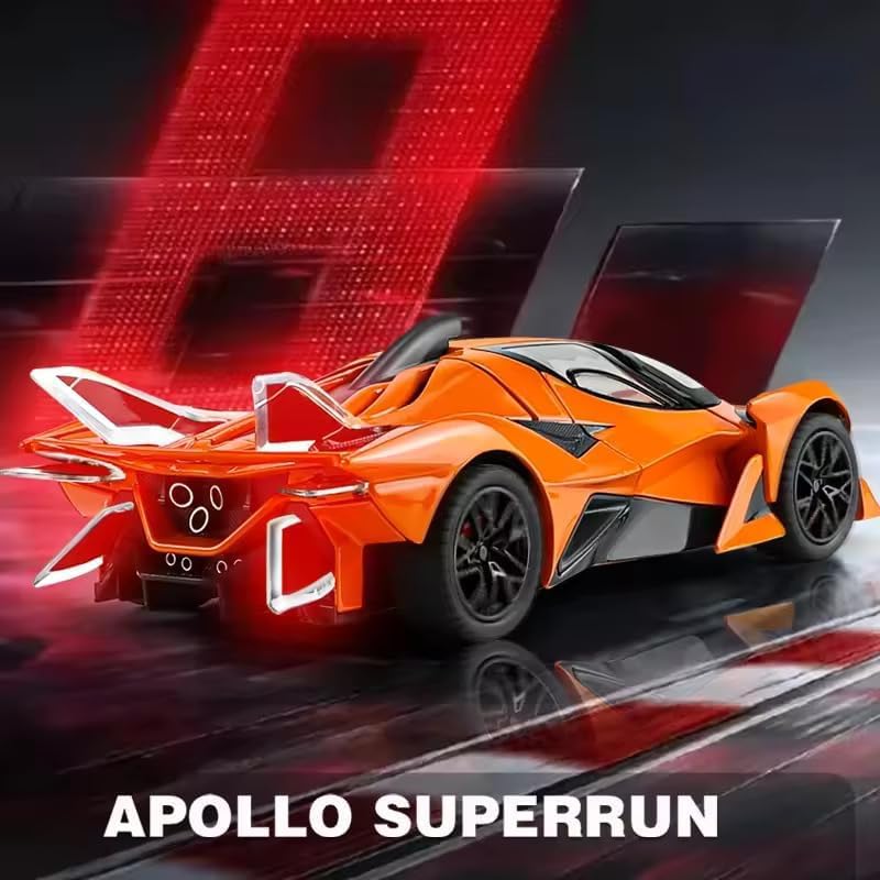 Image of Exclusive Alloy Metal Pull Back Die-Cast Car Diecast Metal Pullback Toy Car with Openable 6 Doors,Light Music Boys Gifts Toys (1:24 Apollo Project EVO)