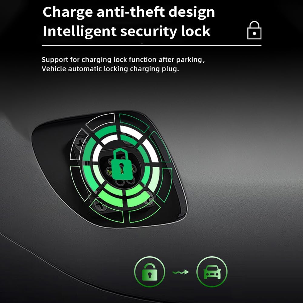 EV, 16A 3.5KW Portable Electric Vehicle with LED Screen Intelligent Temperature Control, Theft Charging Equipment, Plug and Play, US Plug