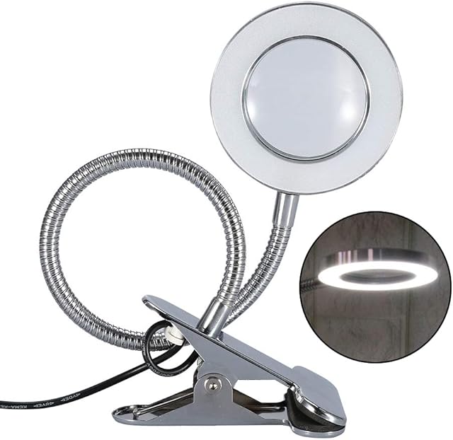 LED Tattoo Lamp,Portable Permanent Makeup Reading 2.5X Magnifier Magnifying USB Salon Desktop Light with Clip,Perfect Light for Eyebrow,Lip,Eyelash Extension,Watch Repair,Energy Saving Bright Light