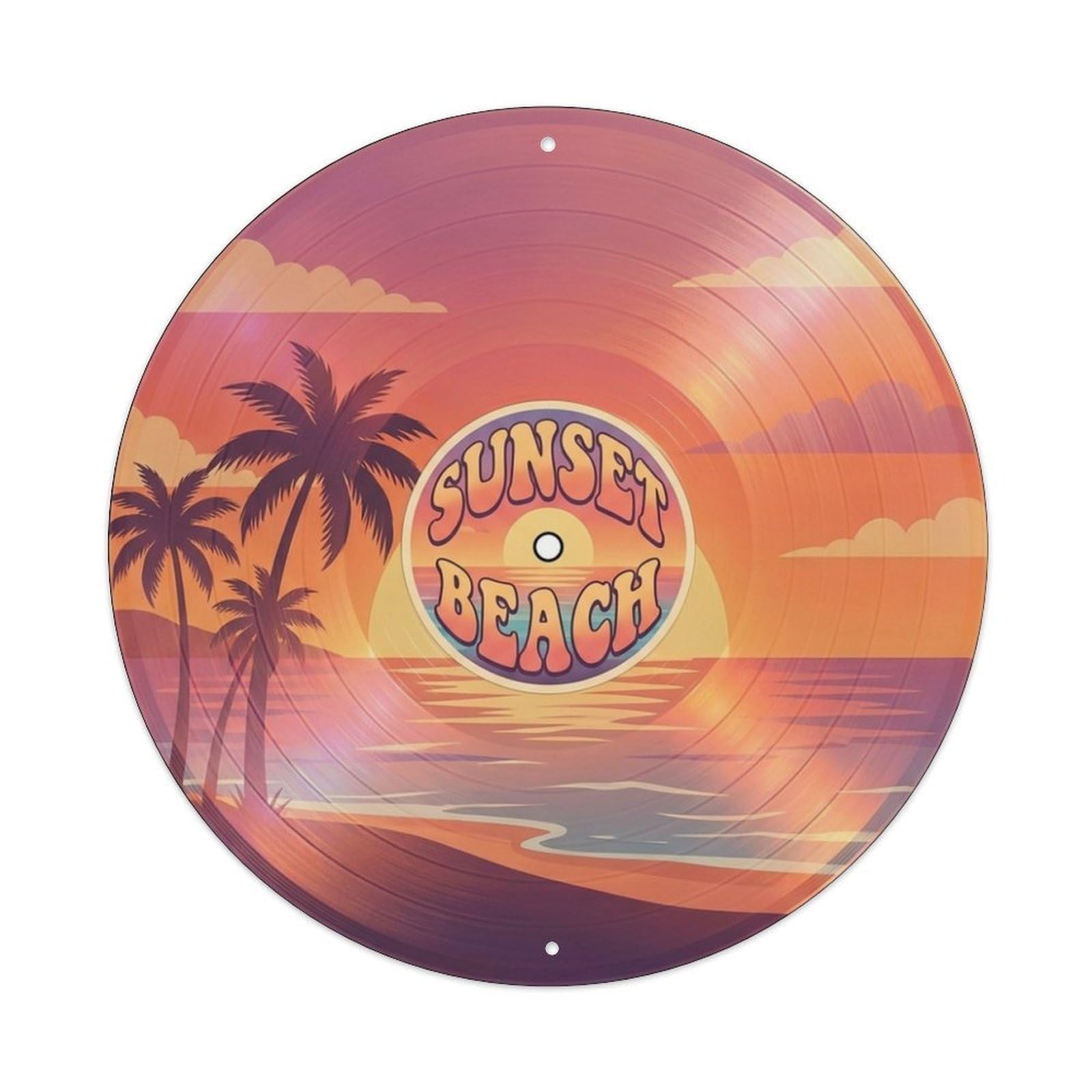 Chillwave Sunset Beach Record Cover Style Metal Tin Sign