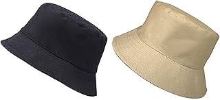 قبعات باكيت قطن 100% للجنسين من استرادافي، متعددة الالوان انيقة ومريحة، عبوة من 2 و3 قبعات، عبوتان/ اسود، كاكي، مقاس L