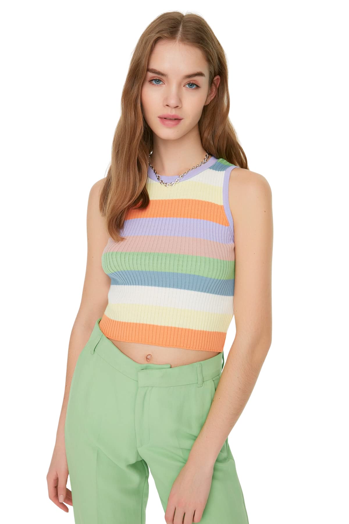 Trendyol FeMan Young Regular fit Basic Crew Neck Knitwear Blouse Lilac