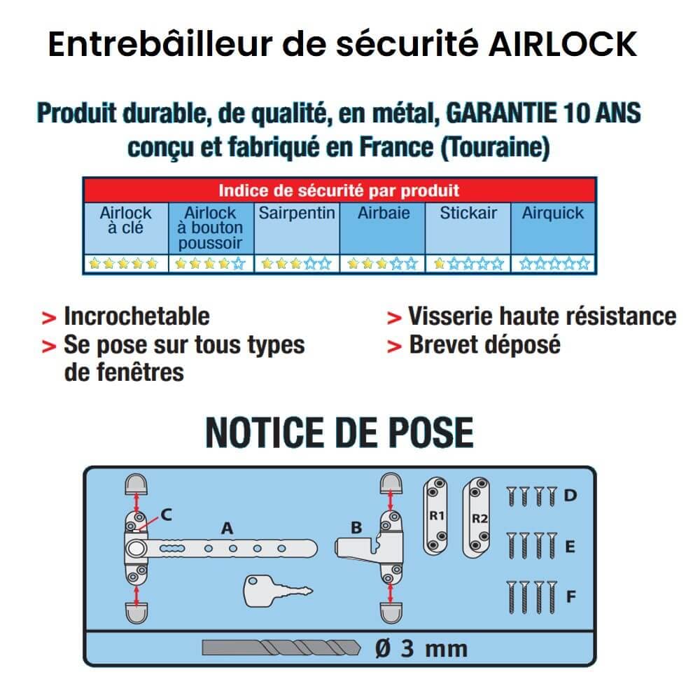 Socona L6C Entrebâilleur à clefs pour fenêtres Blanc