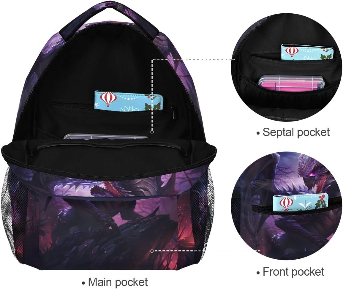 Dragon Pterosaur High School Bag Backpack Bookbags Book Bags for Boys Travel College Work Casual Daypack Teens - Image 5