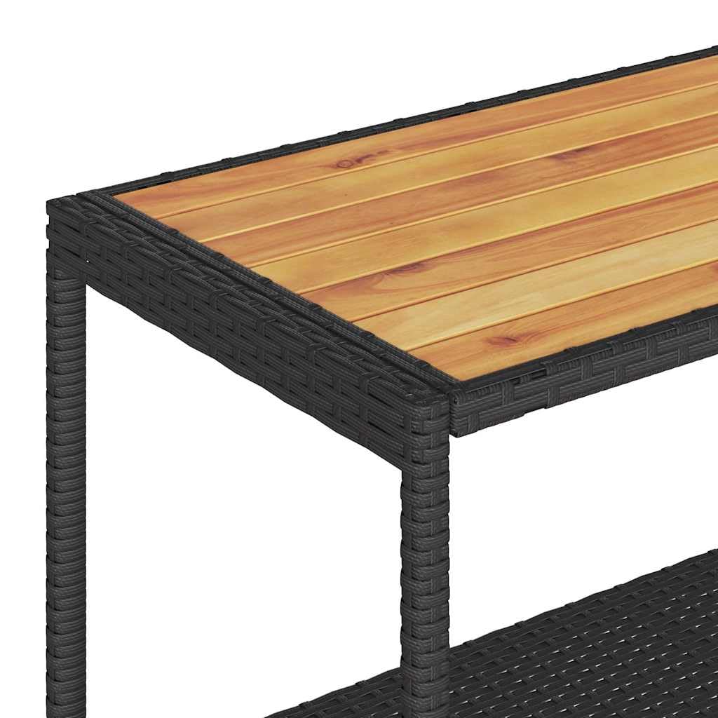 Carrello da portata con ruote e 3 ripiani in polyrattan e legno di acacia, come carrello da bar e carrello per bevande per interni ed esterni