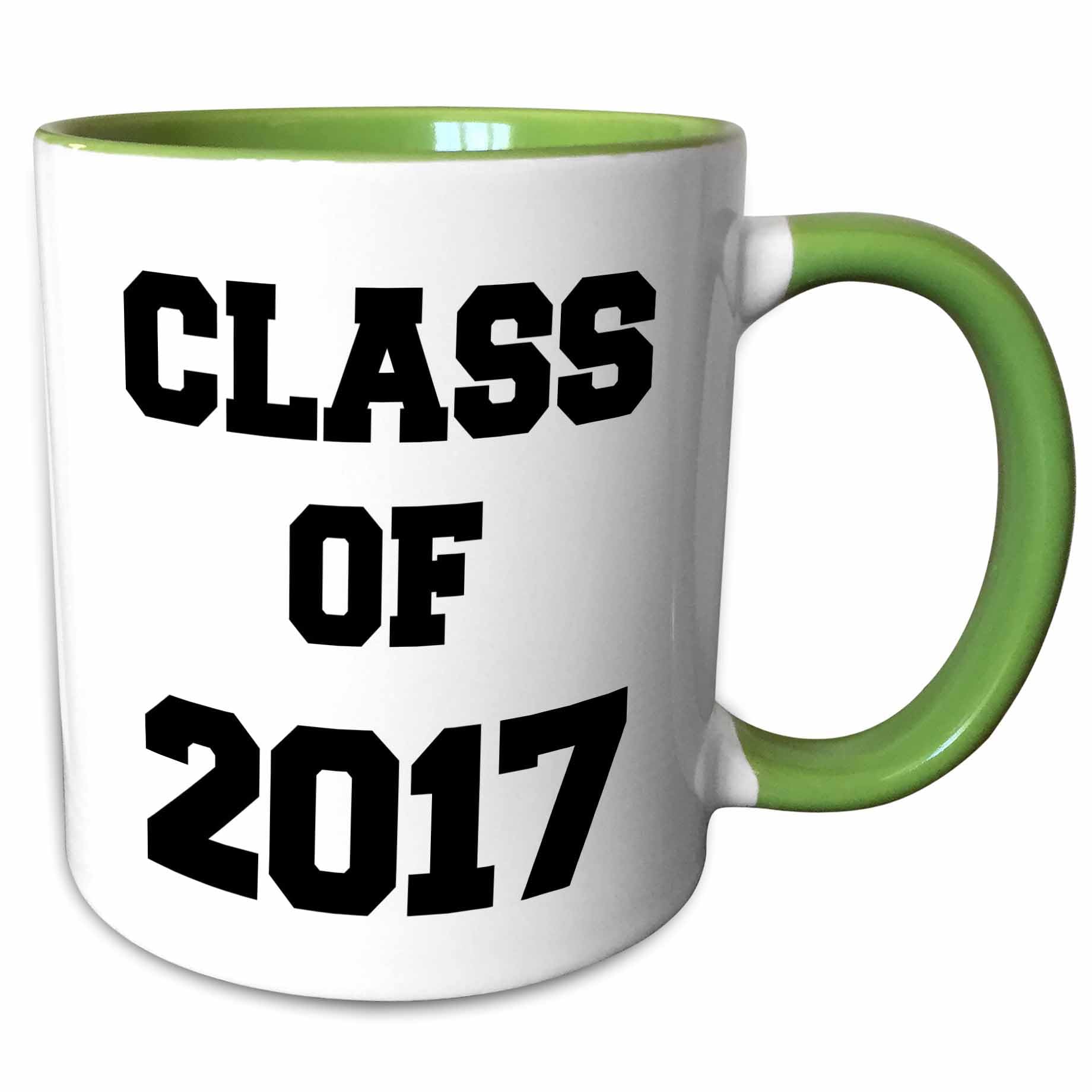 3dRose Class of 2017 11oz Two-Tone Green Mug
