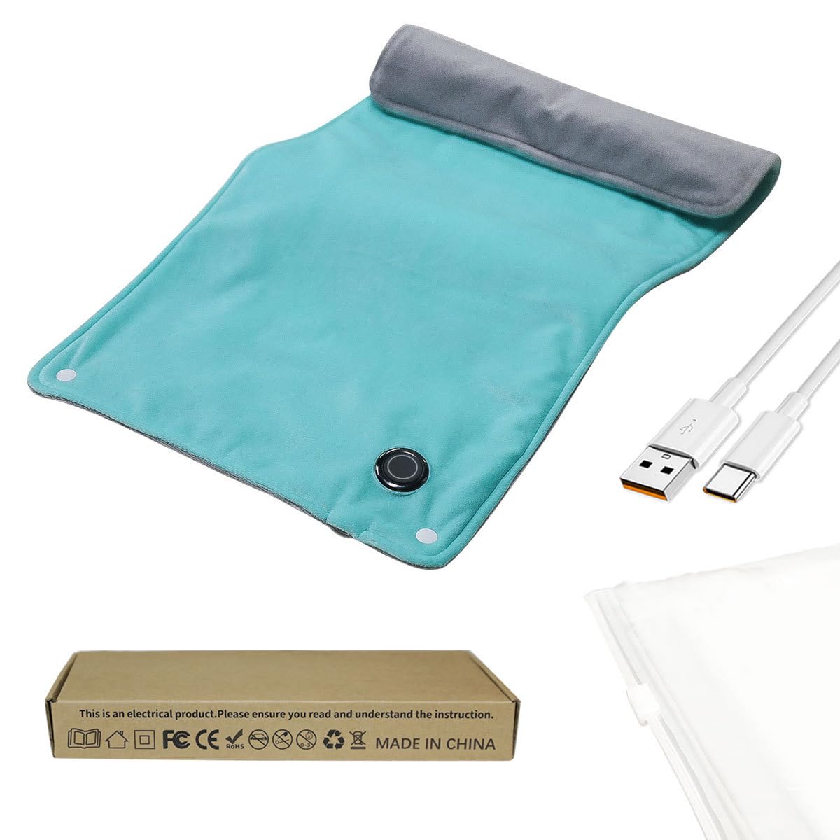 Almohadilla térmica para Manta eléctrica, Calentador Corporal con calefacción USB (30x60 cm), Mantas eléctricas con calefacción, Almohadilla Lumbar Individual, Uso en el hogar - Green