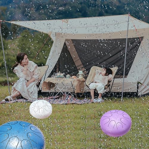 Blue Chakra Drum para jardín - 6 pulgadas, 8 notas, campana de lluvia impermeable miniatura 3