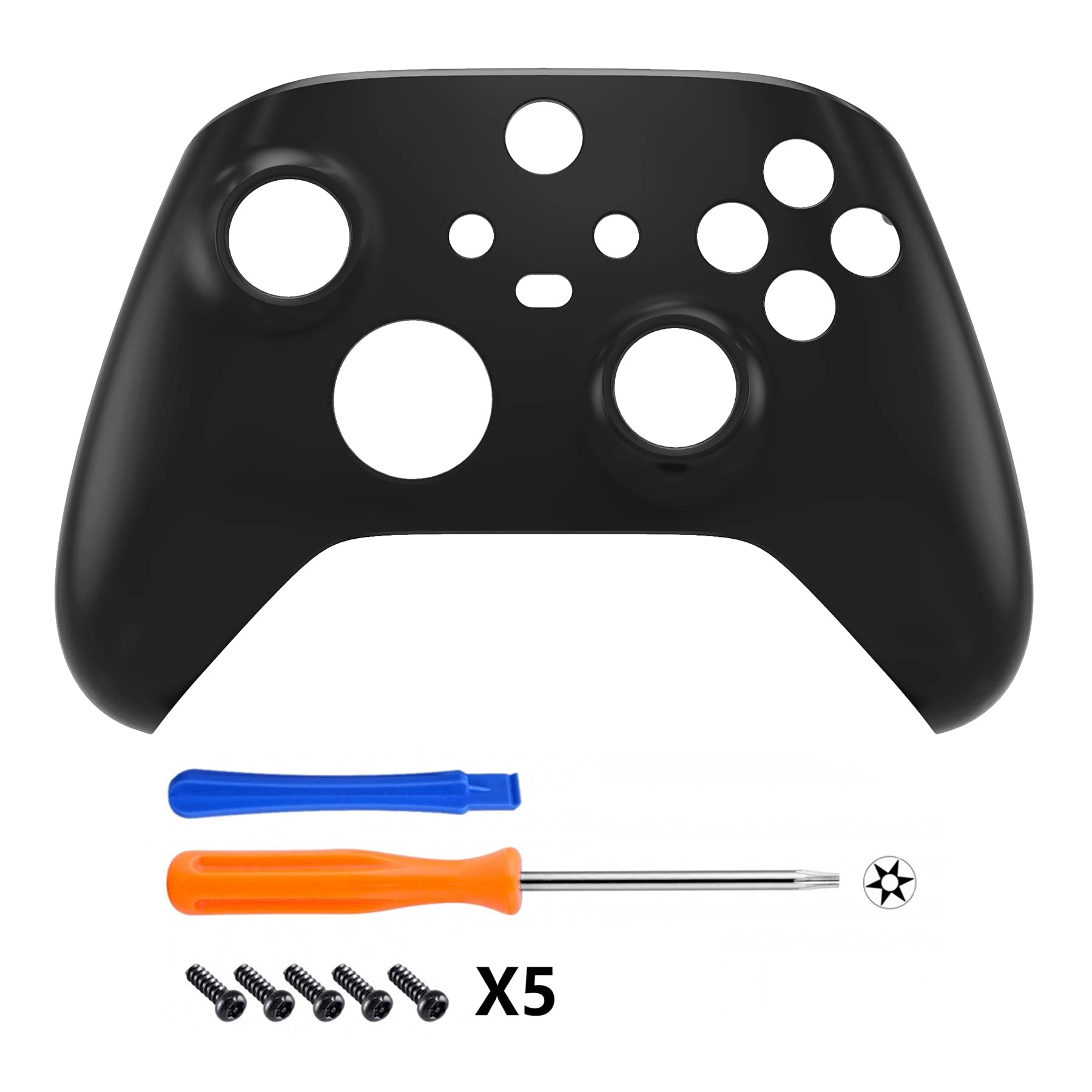 eXtremeRate Replacement Faceplate for Xbox Series X & S Controller - Personalize Your Control - Solid Black Custom Front Housing Shell for Xbox Core Wireless Controller [Controller NOT Included] - 4