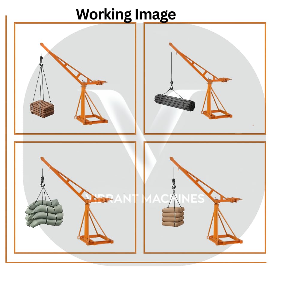 Image of Vibrant Machines Portable Mini Crane 500 Kg | 55-57 Kg Heavy Duty Frame | 4 HP Electric Clutch Winch | 8 mm x 50 Meter Wire Rope | Material Lifting Monkey Hoist Machine for Construction | electric hoist with clutch