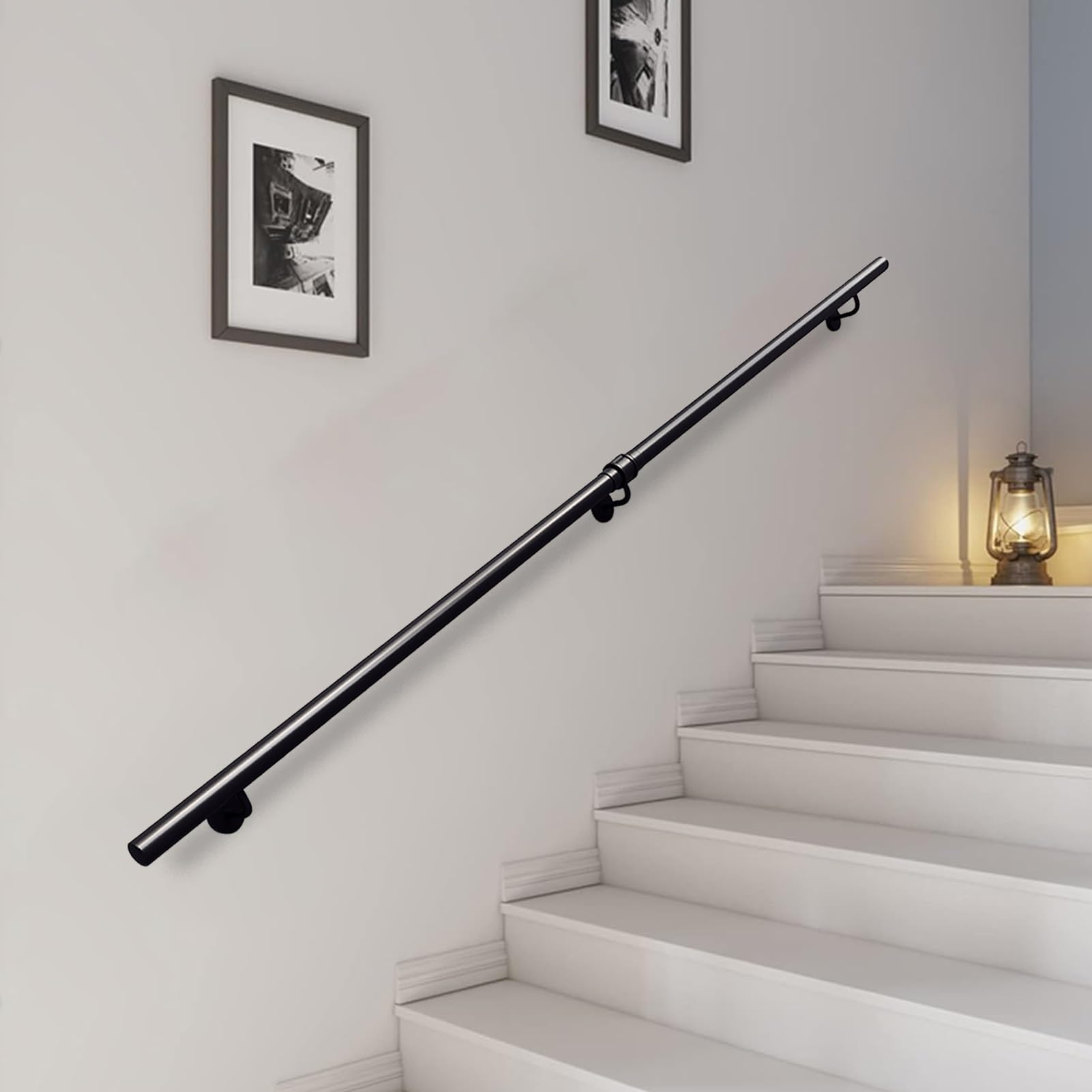 GLDYTVF Wrought Iron Handrail - Wall Mounted Staircase Railing Brackets for Home Villa Loft Corridor, 30cm-600cm Stair Hand Rail Kit Non-Slip Grab Handle(7ft/210cm)