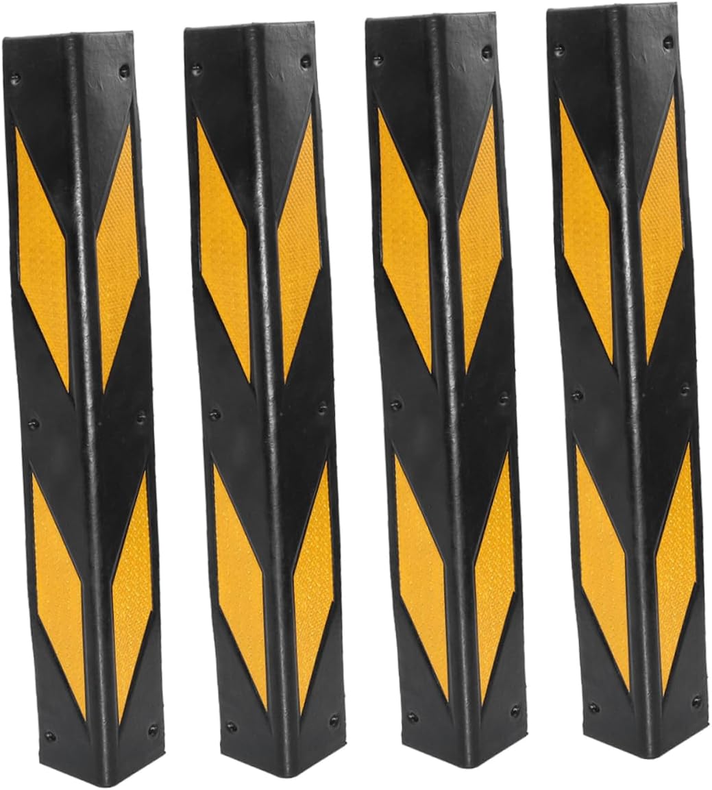 4pcs Reflective Rubber Corner Guards for Garage Parking Durable Wall Protectors Easy to Install Impact-Resistant Bumpers for Car Door and Wall Safety