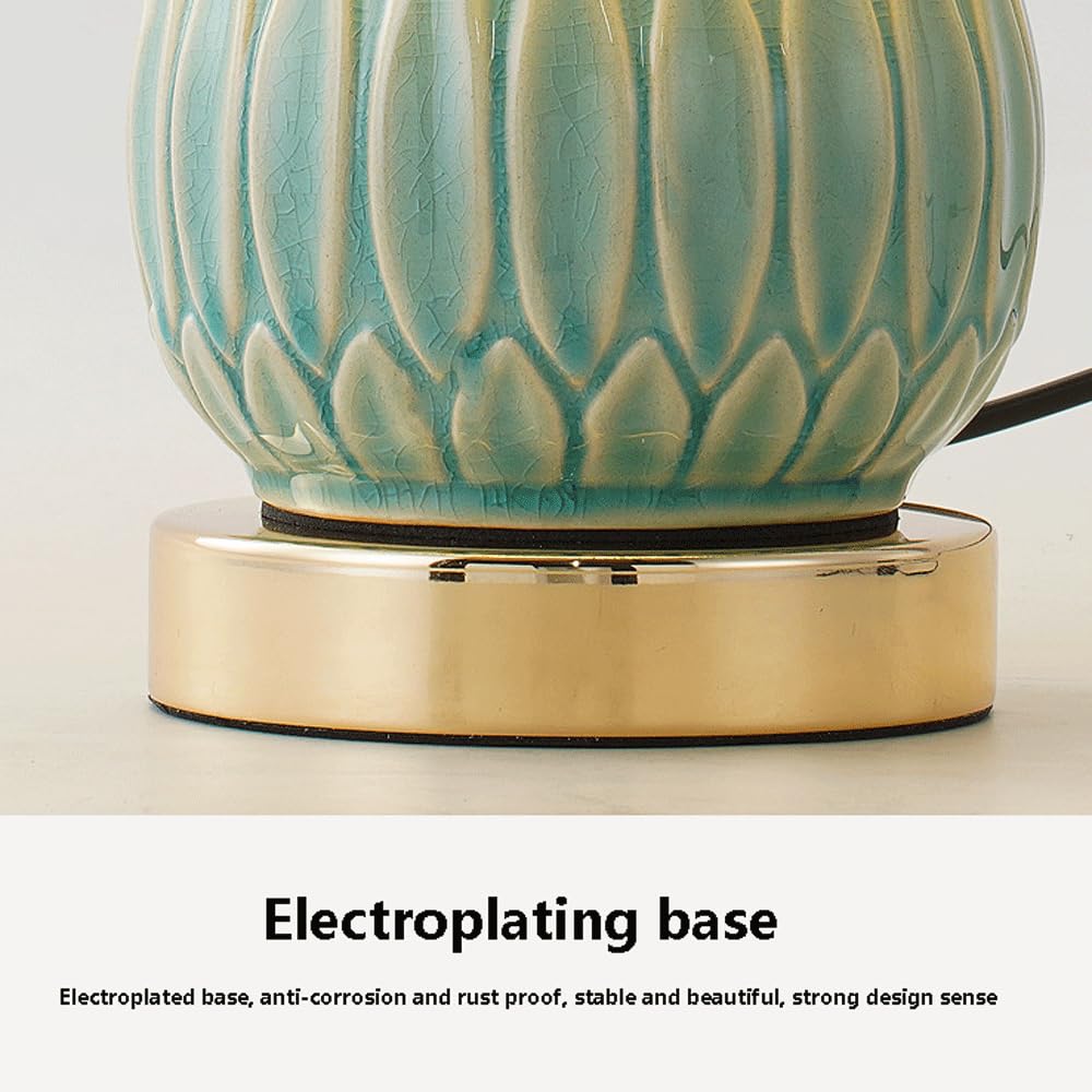 Ceramiczna lampa biurkowa do sypialni gabinet salon prosta retro lampka nocna ciepła luksusowa lampa ściemniana pilot trójkolorowy potężna lampa biurkowa
