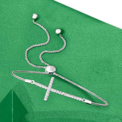 Ross-Simons 0.33 ct. t.w. Diamond Cross Bolo Bracelet in Sterling Silver4
