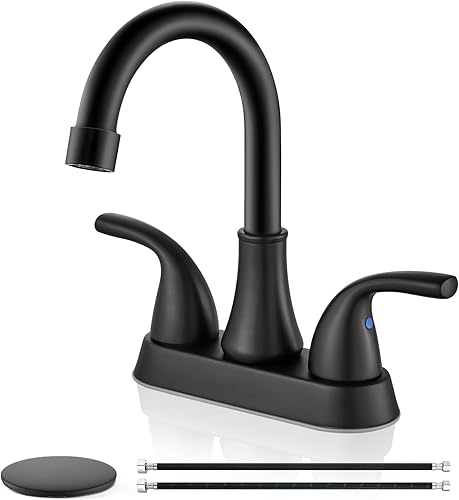 Grifo de lavabo de baño de 4 pulgadas, juego central de lavabo, grifo mezclador de lavabo de doble agujero, dos asas, boquilla giratoria de 360 disponible en Yaxa Guatemala