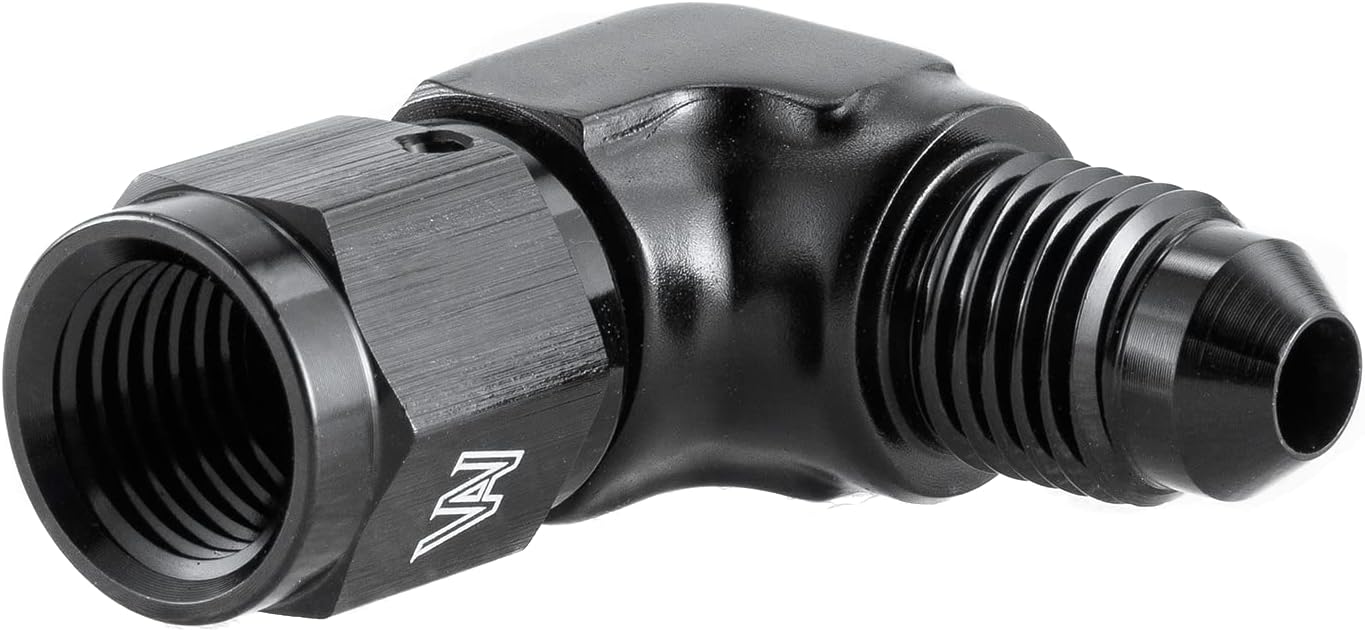 4AN Female to 4AN Male Flare 90 Degree Swivel Fitting Adapter Aluminum Black
