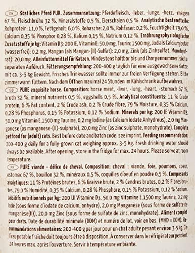 MjAMjAM - premium wet food for cats - Quetschie - pure meat enjoyment - tender horse pure, pack of 12 (12 x 125 g), grain-free with extra meat