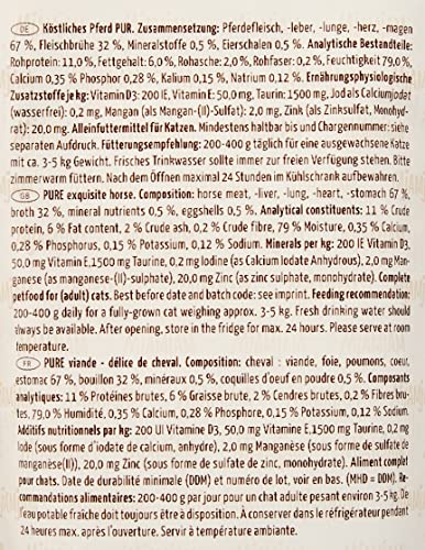 MjAMjAM - Premium Nassfutter für Katzen - Quetschie - purer Fleischgenuss - zartes Pferd pur, 12er Pack (12 x 125 g), getreidefrei mit extra Fleisch