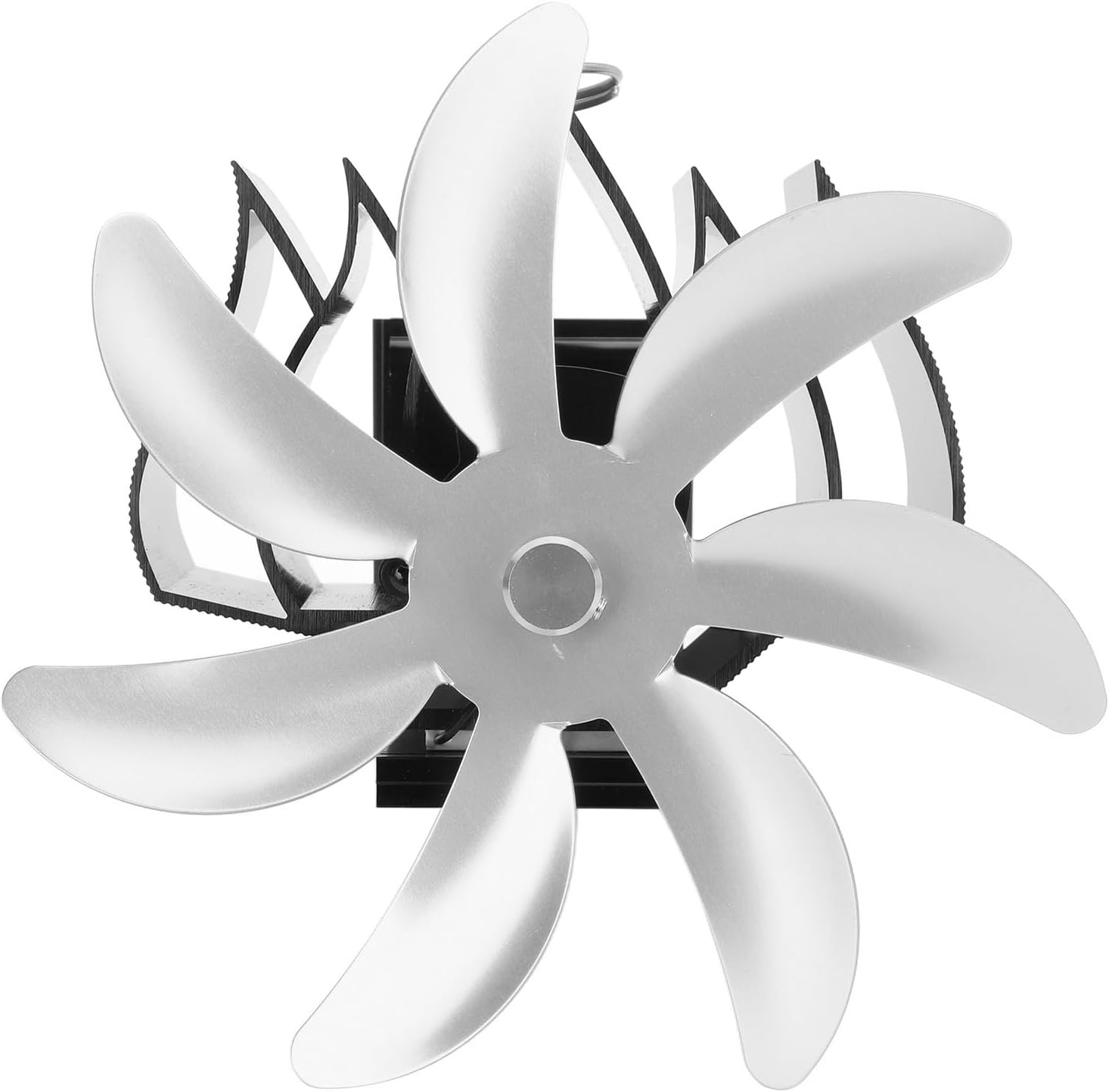Garosa 7 Heat Powered Wood Stove Fan, Aluminum Alloy for Efficient Heat Circulation with Magnetic Thermometer for Wood Burning Stoves Gas Log Stoves Fireplaces (Silver)