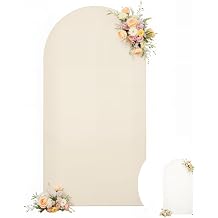6FT Arch Backdrop Cover for Wedding, White Beige Stretchy Spandex Fitted Arch Stand Cover for Wedding Ceremony, Baby Shower, Birthday Party Decoration
