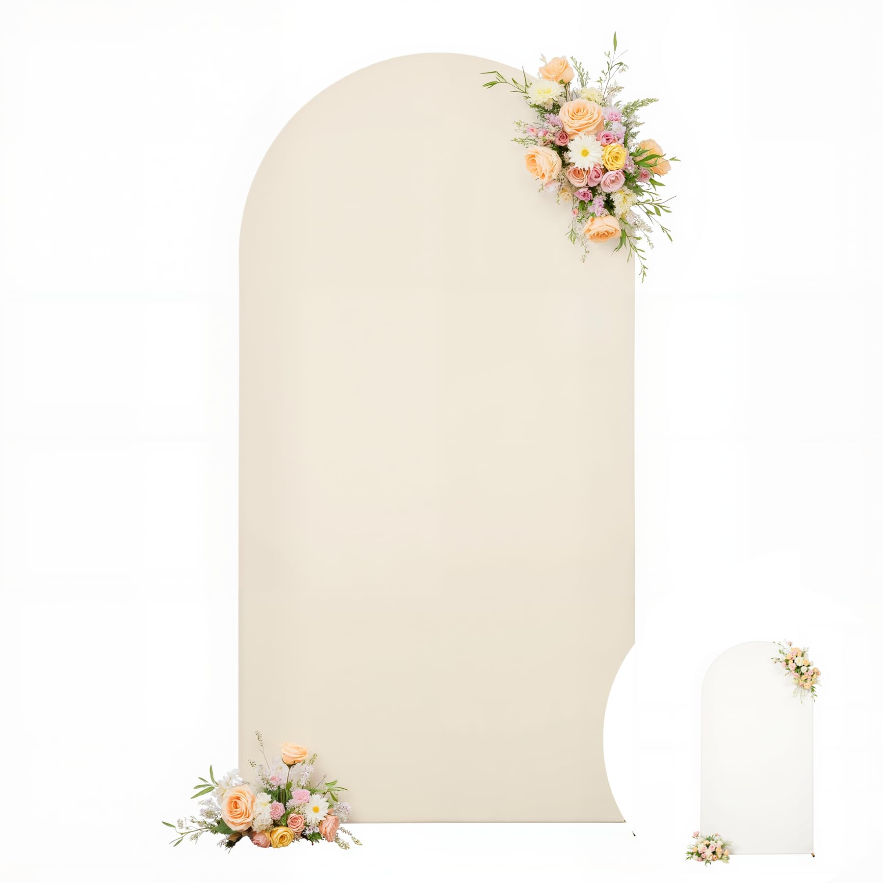 Photo 1 of 6FT Arch Backdrop Cover for Wedding, Beige Stretchy Spandex Fitted Arch Stand Cover for Wedding Ceremony, Baby Shower, Birthday Party Decoration