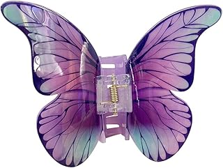 Pinza para el pelo de mariposa, pinzas de pelo francesas, pinzas de pelo de tamaño mediano, antideslizantes, acrílicas para cabello grueso y fino, para mujeres y mujeres, color lila, 10,8 x 8 cm