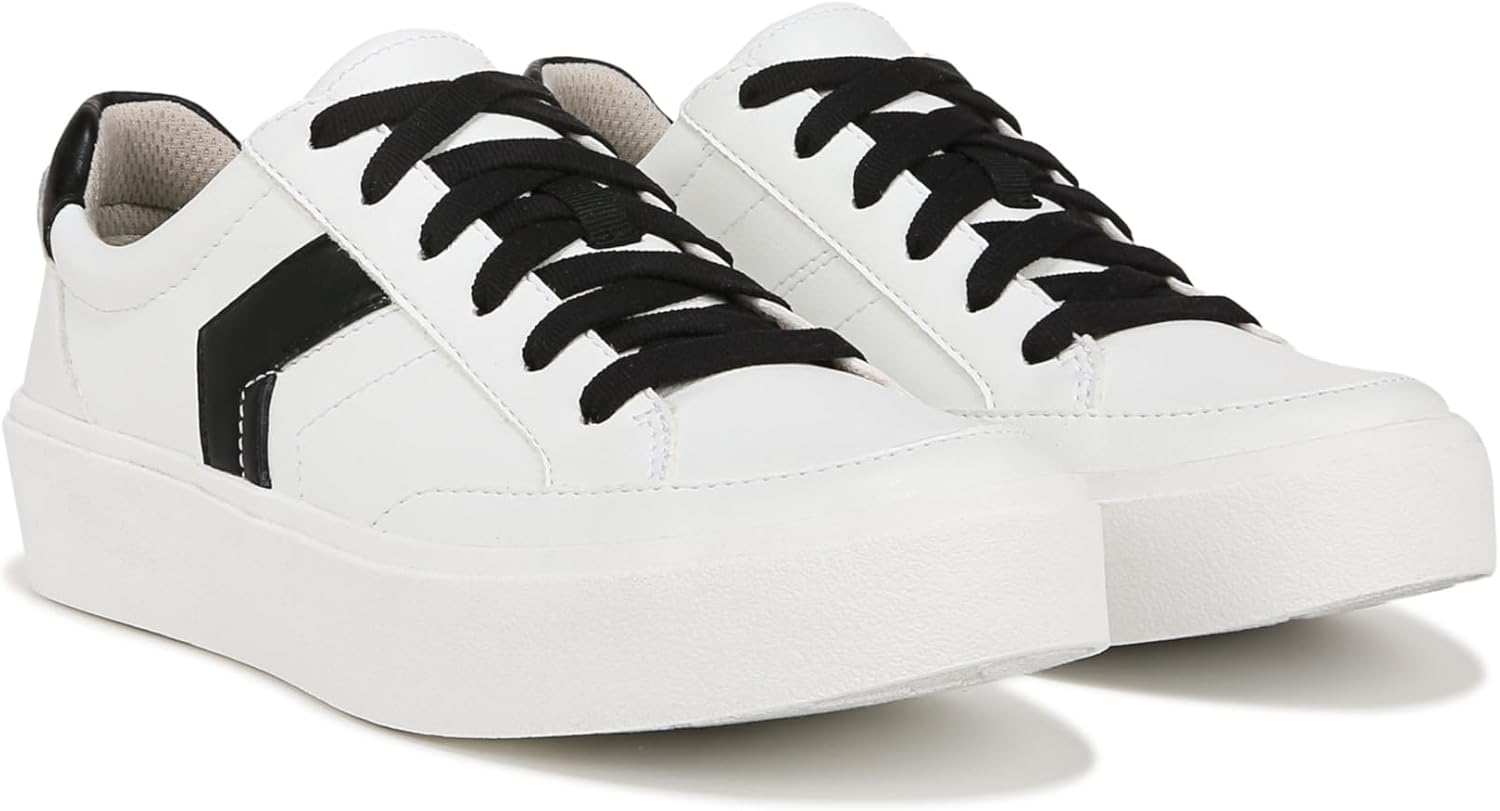 Dr. Scholl's Womens Madison Lace Sneaker White/Black Smooth 10 W - Image 8