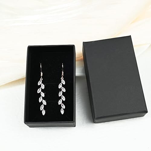 Miniatura 7 de Handmade Rose Gold Leaf Earrings Crystal Wedding Dangle Earrings for Brides Bridesmaid Gift for Women Teen Girls