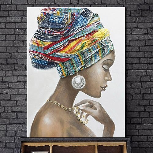 Toile Murale Art Femme Africaine pour habiller un grand mur vide sans encombrer l'espace