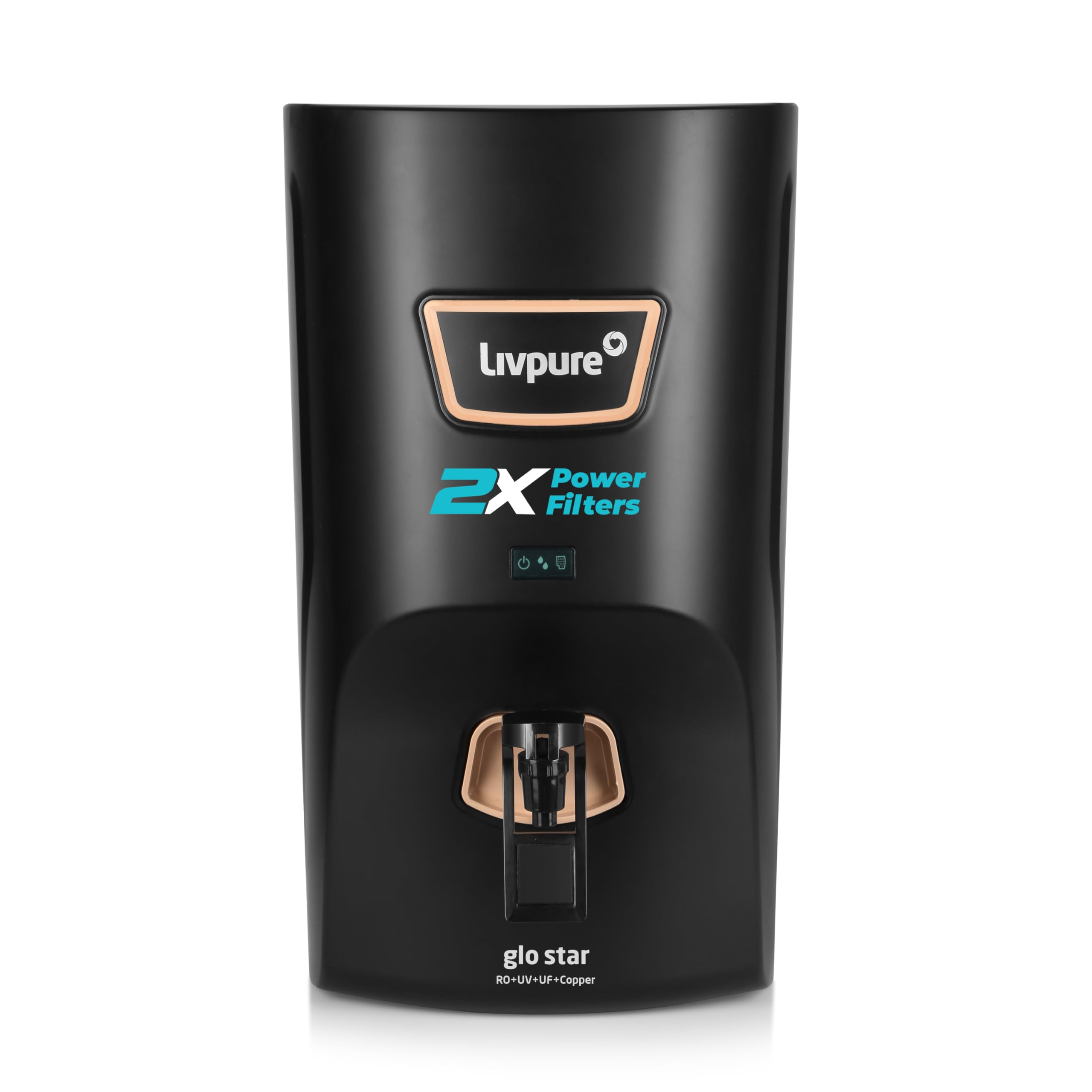 Livpure Glo Star Copper Water Purifier | 2 Year Free Service | Filters Included | Free Installation | 8 Stage Purification | RO+UV+UF+Copper+Mineraliser | 7L Storage Capacity | Black